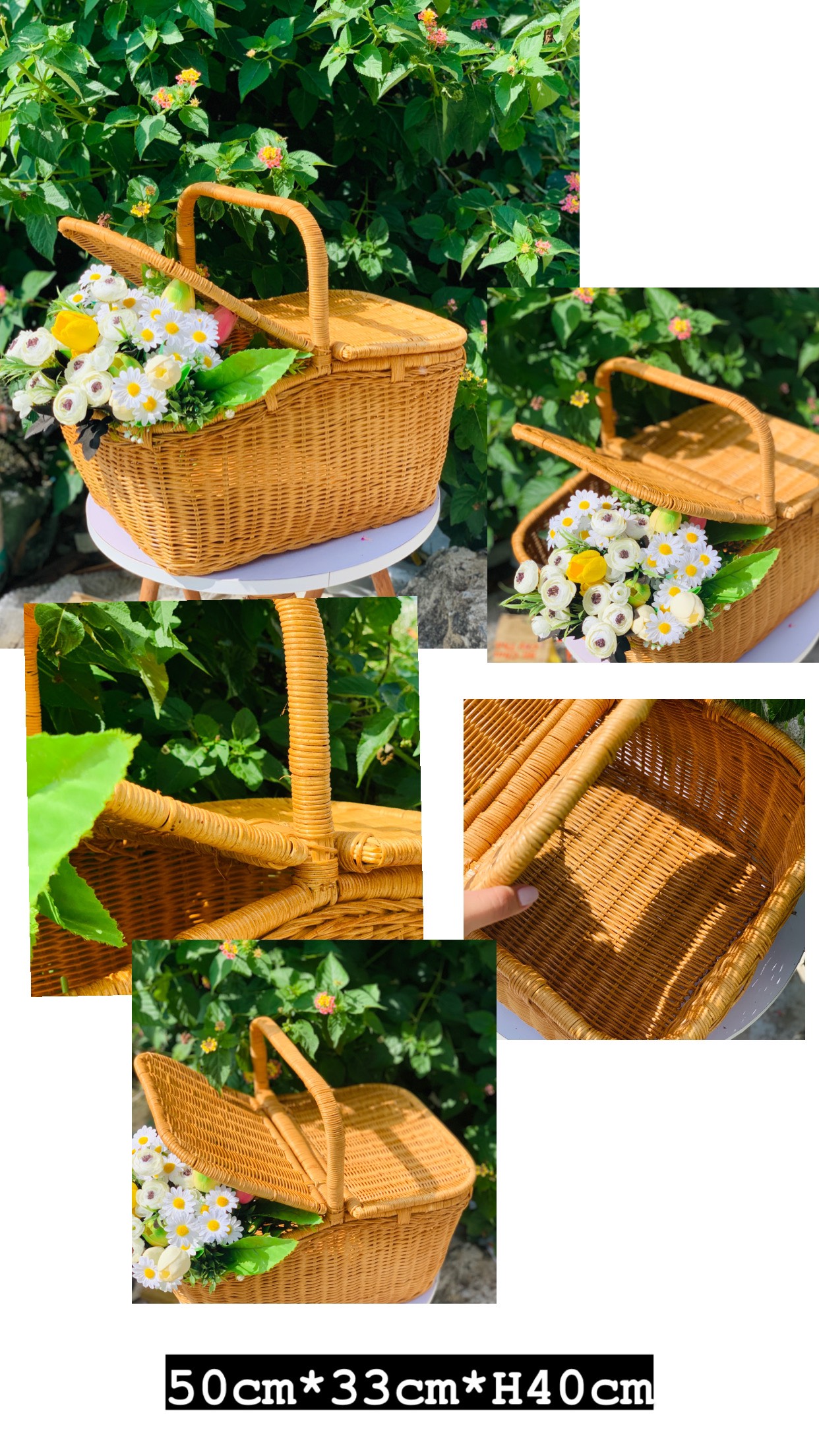 [Top 1 Bán Chạy] Giỏ Đựng Đồ Đa Năng, Giỏ Mây Đựng Đồ Đi Dã Ngoại Picnic Siêu Tiện Dụng Hàng Handmade Pinic Chup hình studio