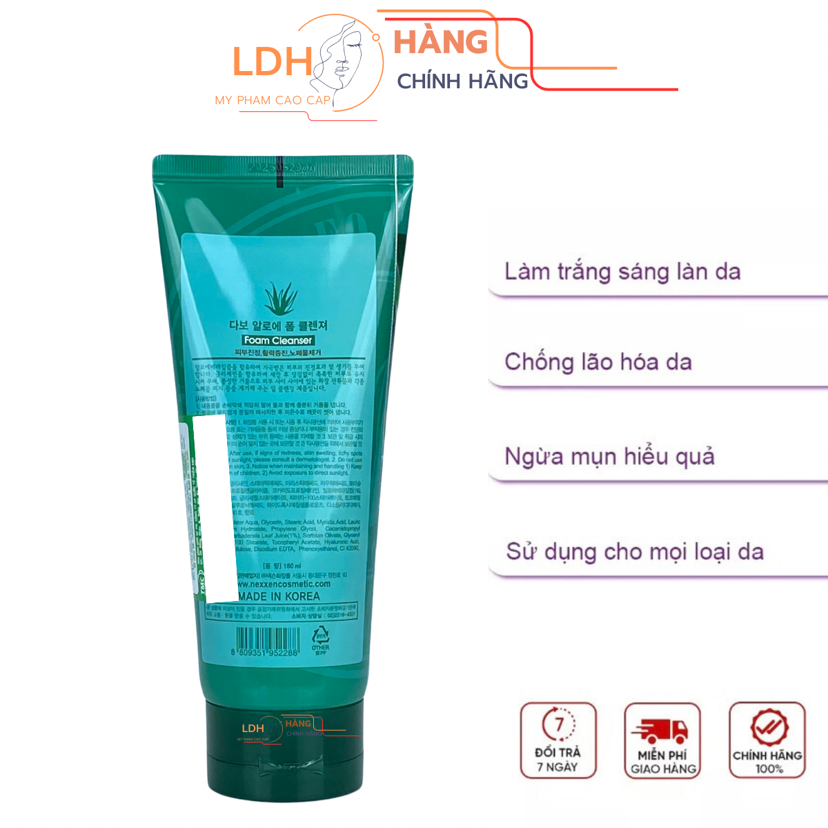 Sữa rửa mặt cao cấp Hàn Quốc Dabo Tinh Chất Lô Hội (180ml)