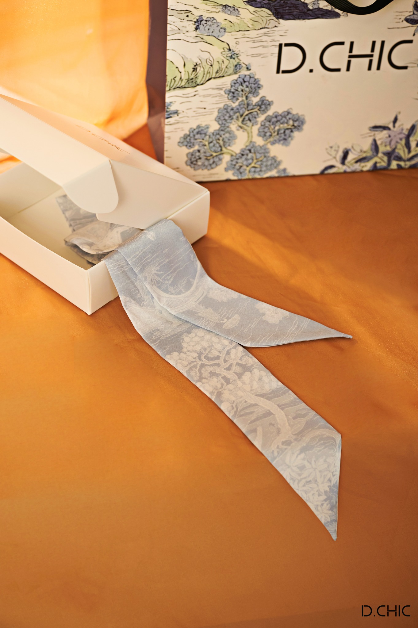 Khăn lụa Resort 2022 silk scarf by D.CHIC MS: 60002511-60002411