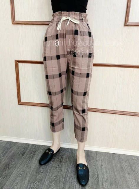 Quần baggy nữ , Quần kẻ caro nữ ,Chất vải đũi mềm ,mát , phối đồ sang chảnh , giá hấp dẫn , Hỗ trợ ship -Thời trang nữ Keni