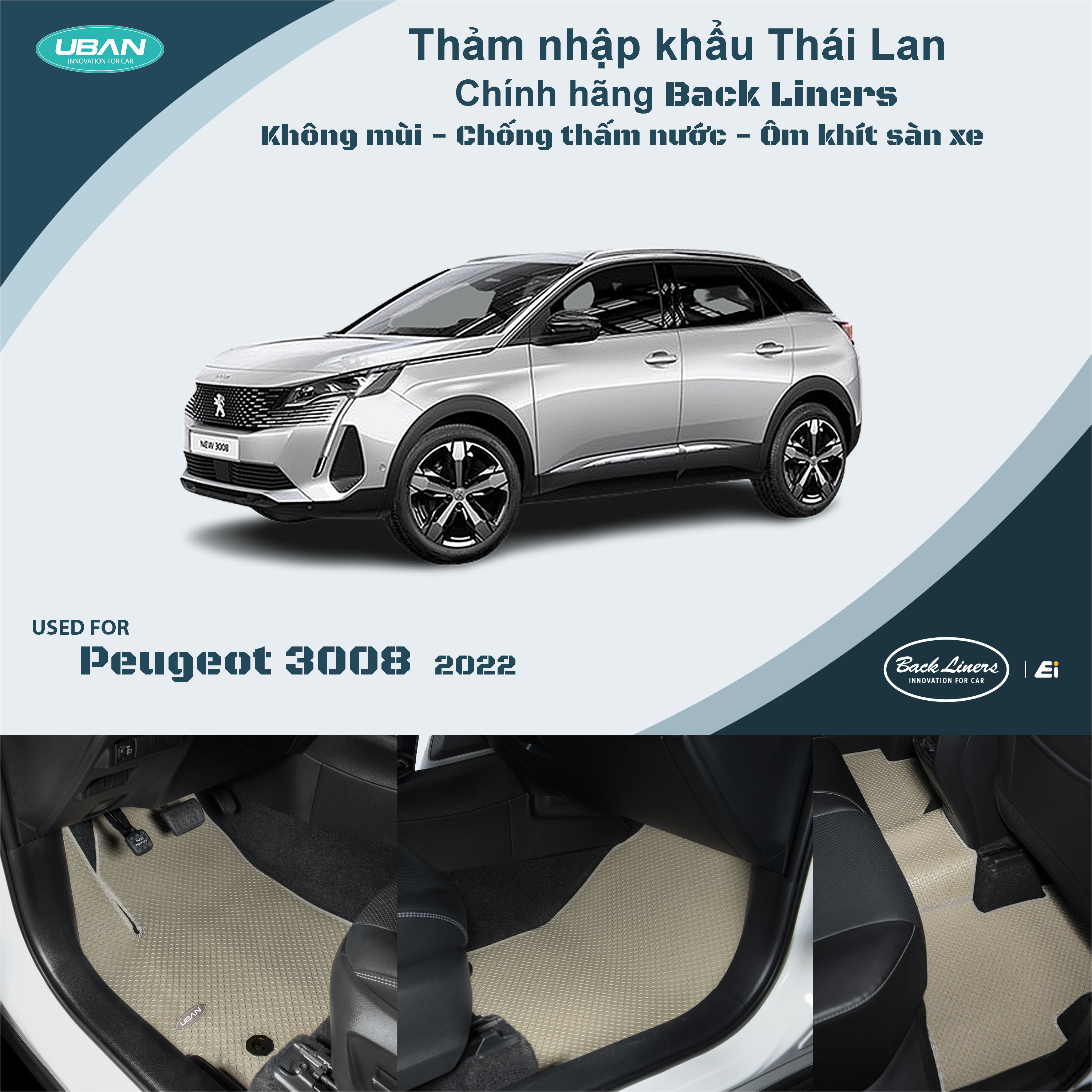 Thảm lót sàn ô tô UBAN xe Peugeot 3008 2022 - 2023 - Nhập khẩu Thái Lan
