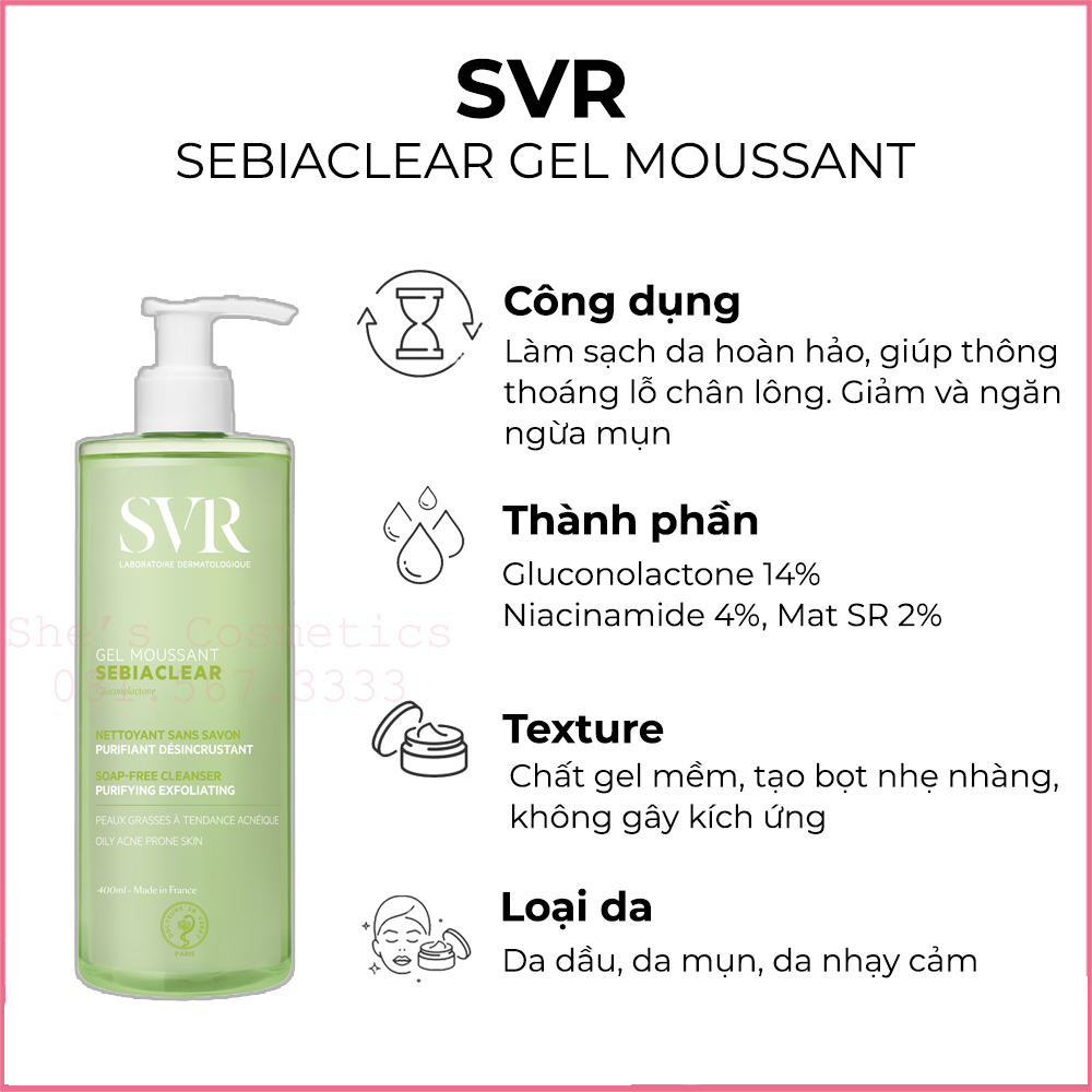 Sữa rửa mặt SVR cho da dầu mụn