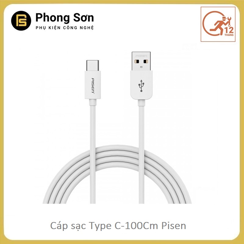 Cáp sạc USB Type C 100cm Pisen (màu đen)