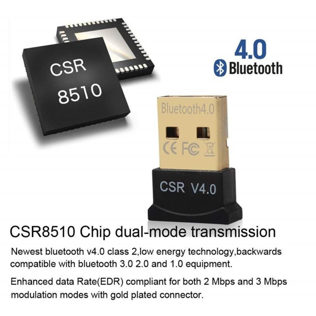 adapter bluetooth - USB bluetooth cho PC- USB Bluetooth CSR 4.0 - usb bluetooth không dây - bổ sung bluetooth cho máy tính (Đen)