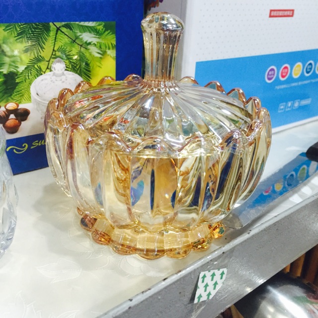 THỐ THỦY TINH ĐỰNG MỨT VÀNG ÁNH KIM