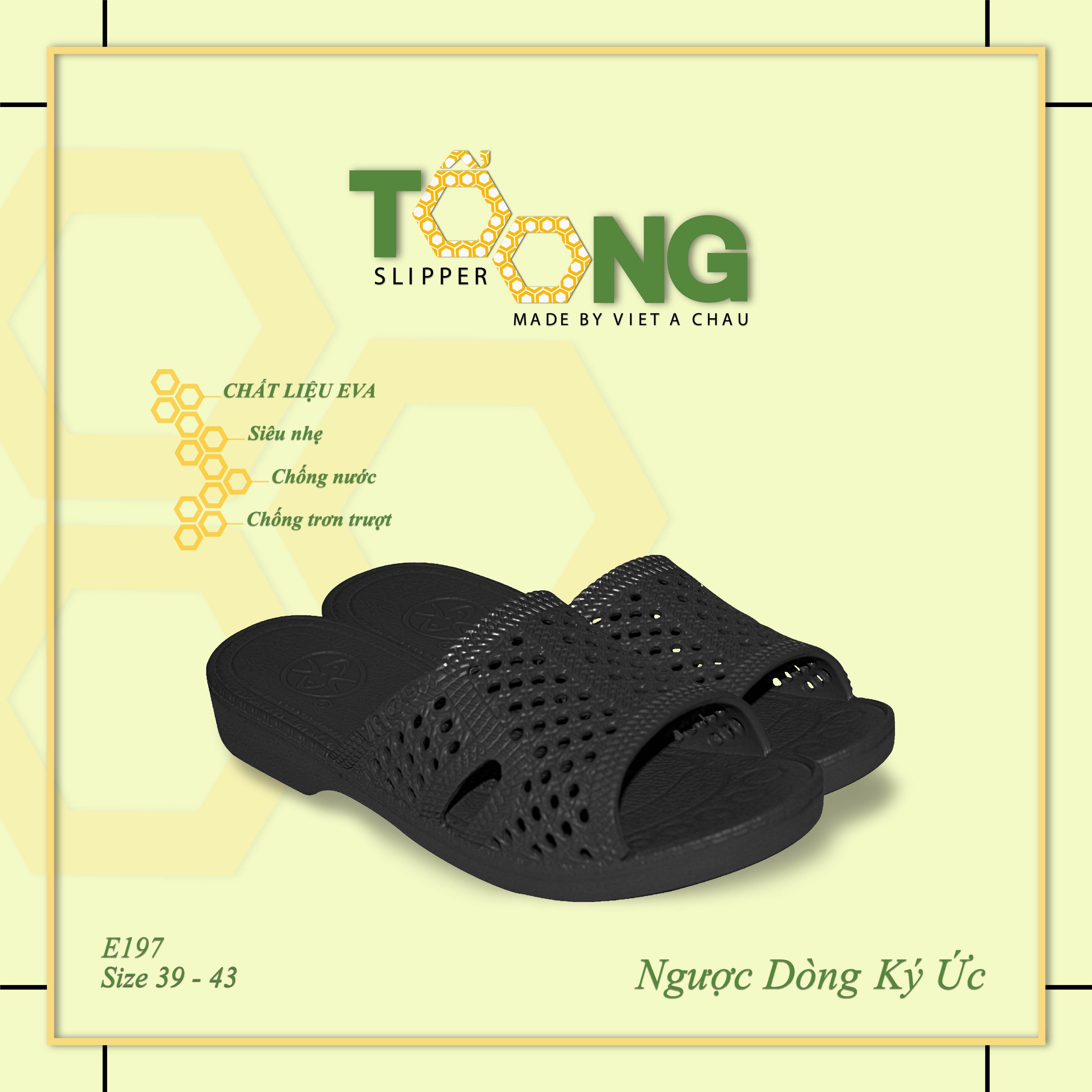 Dép Tổ Ong Đen Siêu Bền, Siêu Nhẹ, Chống Trơn Trượt, Đế Dày 3
