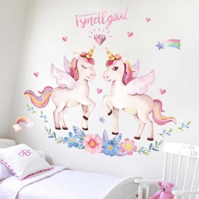 Decal tranh dán tường Đôi ngựa hạnh phúc