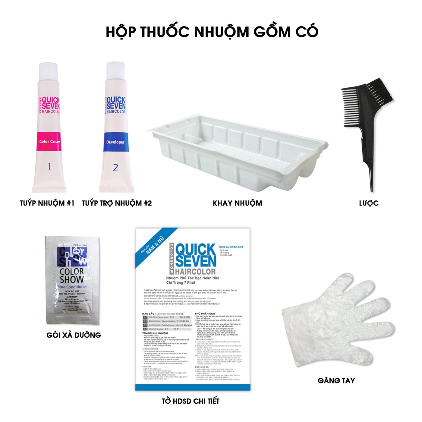 Nhuộm phủ bạc nhanh 7 phút QUICK SEVEN S4 Nâu hạt dẻ Hàn Quốc