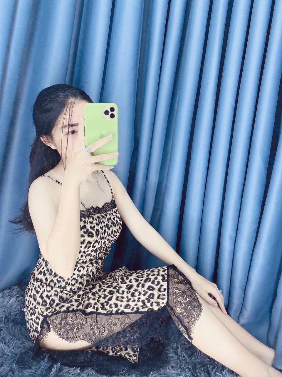 [HCM]ĐẦM LỤA 2 DÂY HỌA TIẾT DA BEO PHỐI REN SIÊU GỢI CẢM M005