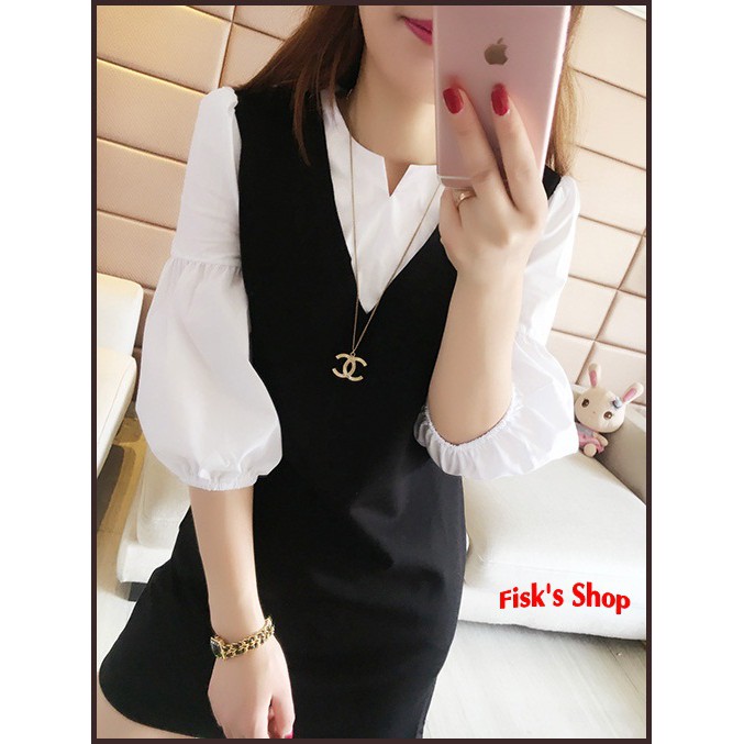 Váy liền giả sơ mi