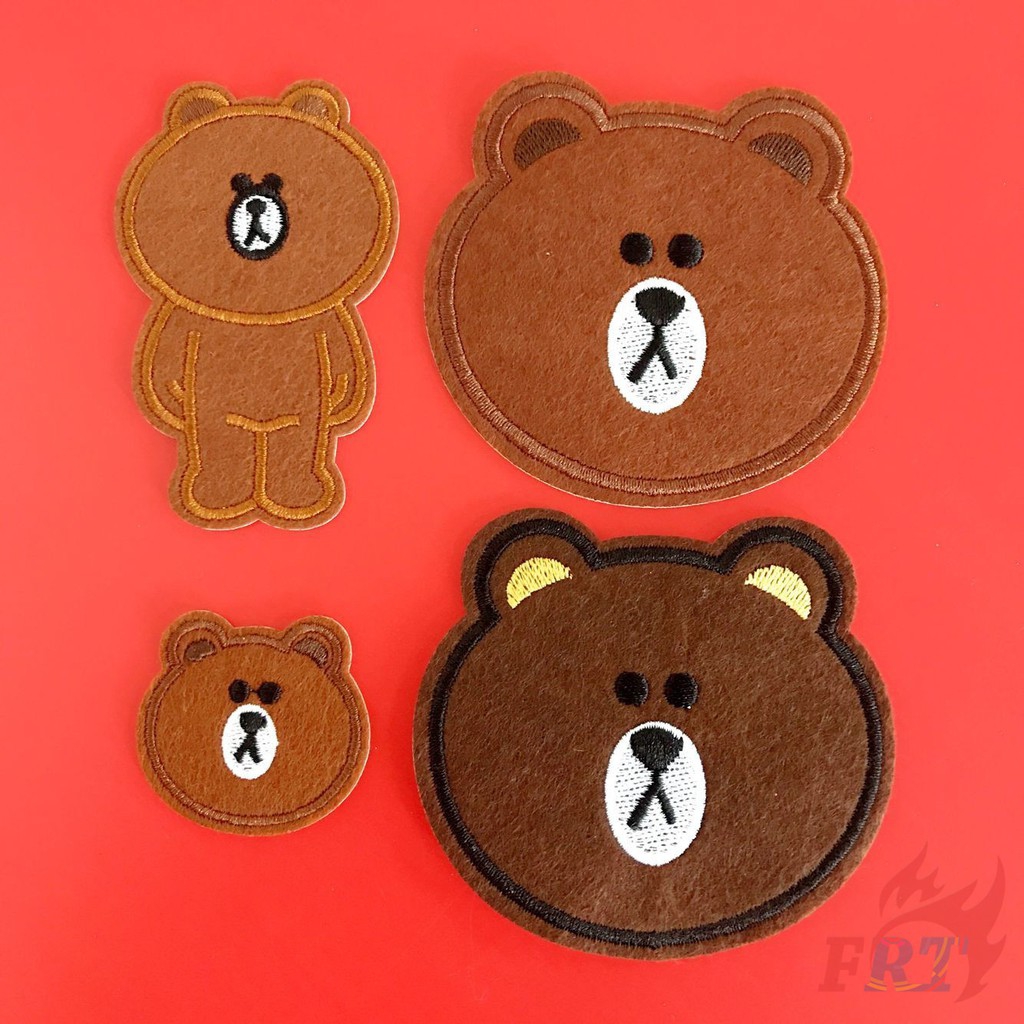 Set 2 Miếng Dán Thêu Ủi Hình Gấu Mr.Bear Nâu MS775577