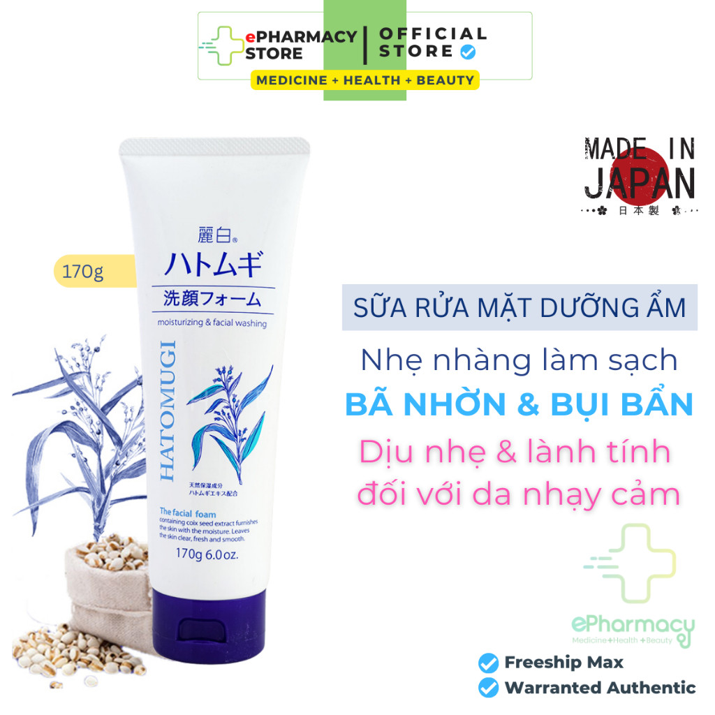 Sữa rửa mặt Hatomugi Naturie Cleansing Foam hạt Ý Dĩ Nhật Bản 130G/ 170G