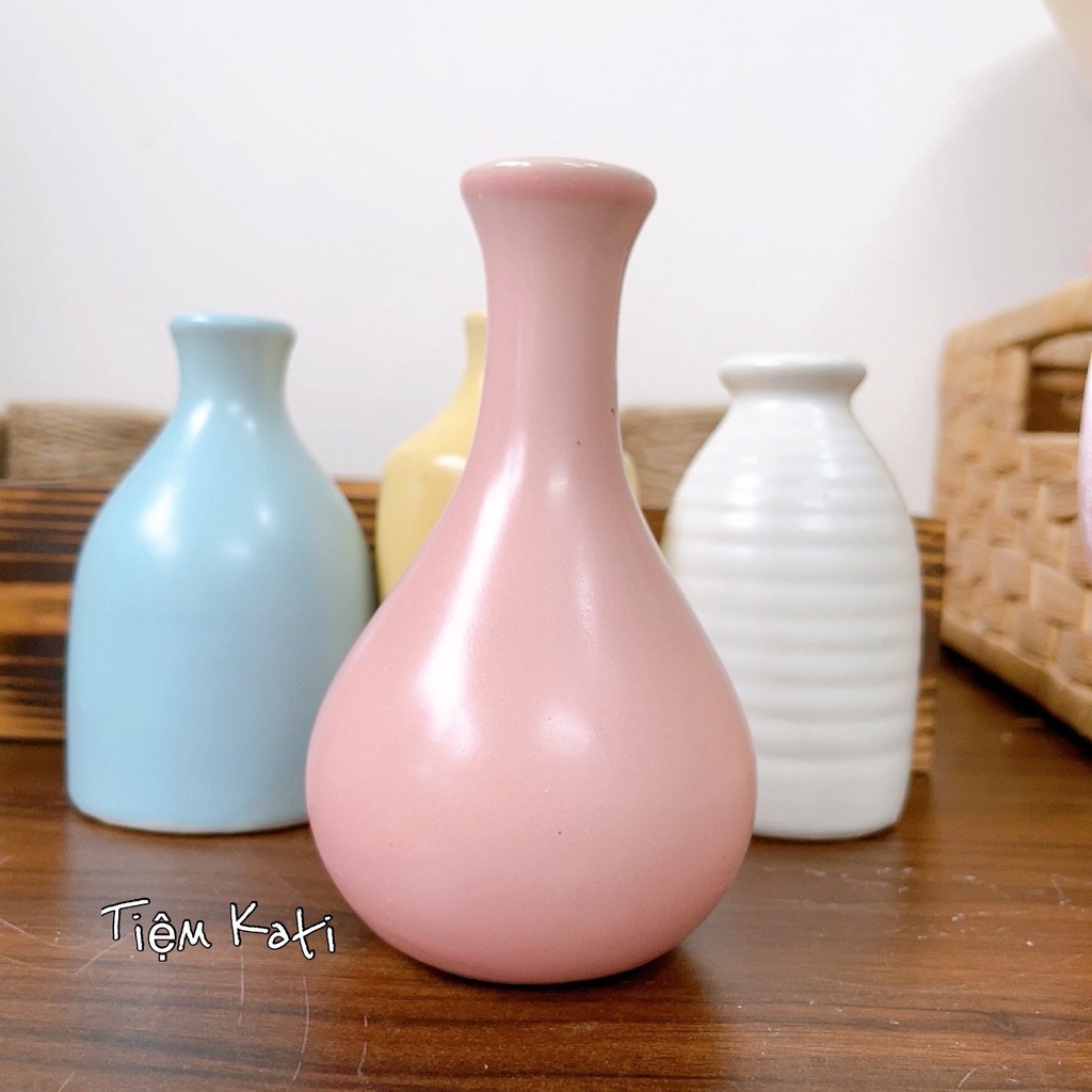 BÌNH GỐM - lọ hoa MINI - decor - gốm sứ bát tràng- hoa khô
