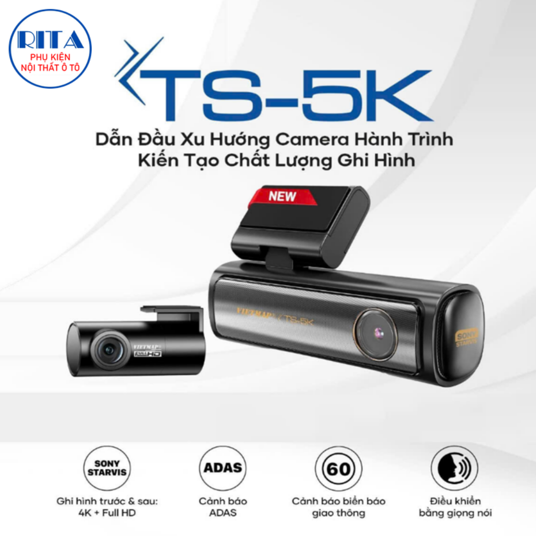 Camera Hành Trình Vietmap TS-5K - Kèm Thẻ Nhớ 64Gb - Tặng Vietmap Live Pro - Hàng Chính Hãng