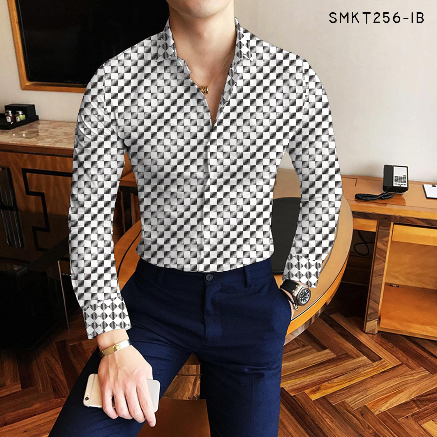 Áo sơ mi nam caro chất lụa không nhăn