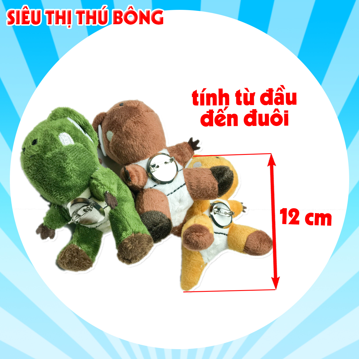 Ghim cài áo, balo khủng long nhồi bông (có kèm kẹp)
