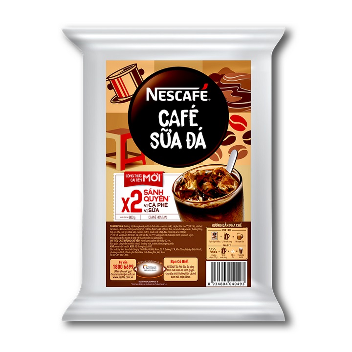 [FREESHIP TOÀN QUỐC] Cà phê hòa tan NESCAFÉ Cà phê sữa đá (bịch 600g)