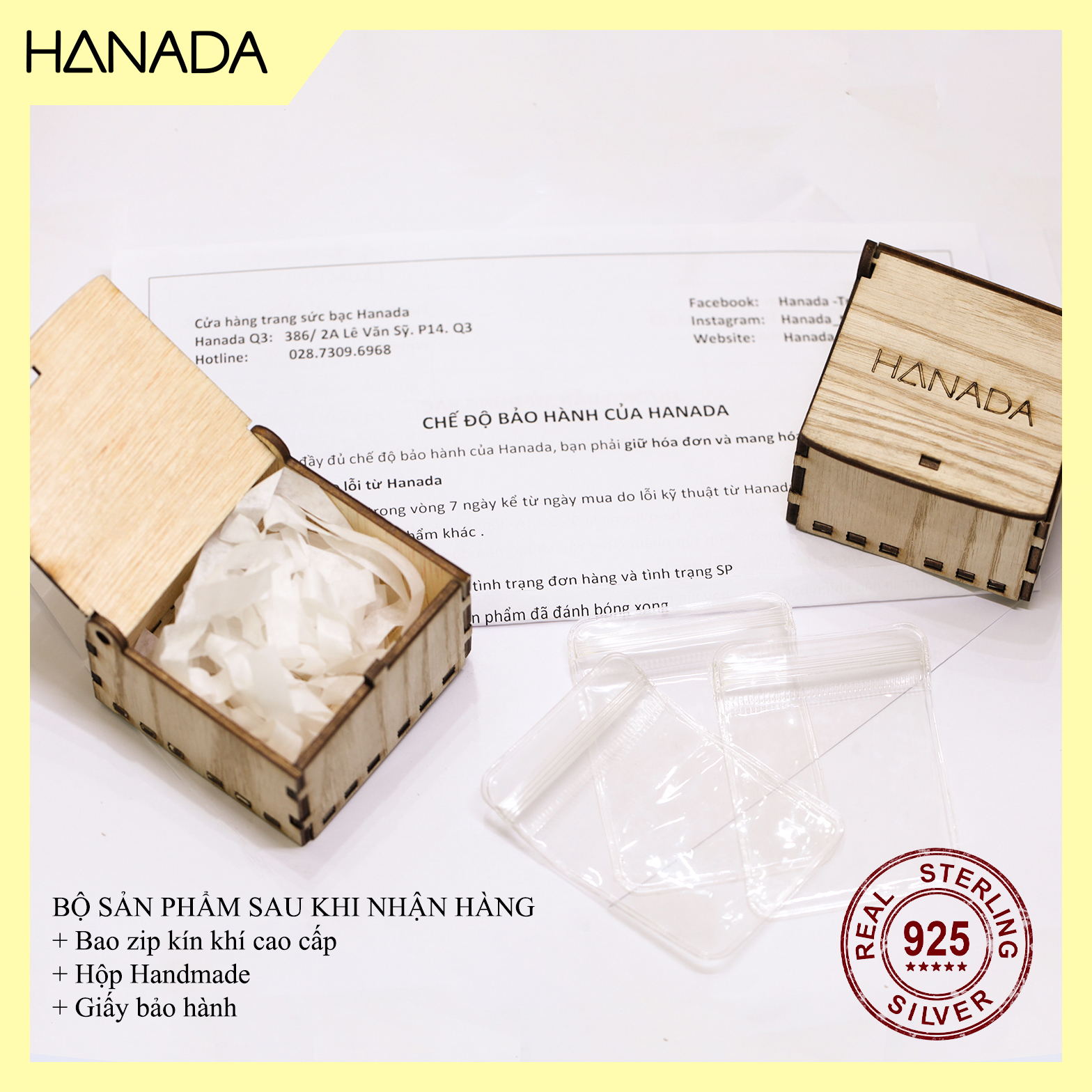 [HCM] Bông Tai Bạc Hanada Hoa Tuyết E10 13