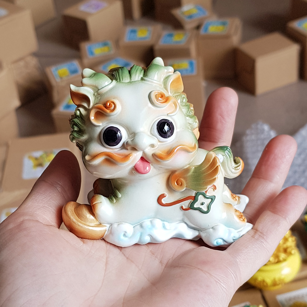[HCM]Cặp Kỳ Lân sứ size lớn 8x7cm màu trắng