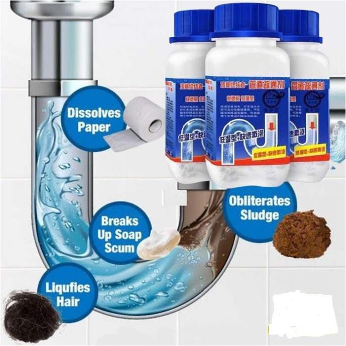 Bột thông cống, thông bồn cầu cực mạnh chuẩn loại 1 đa năng - cực mạnh, phân hủy mọi đồ ăn rác thải (nắp xanh)