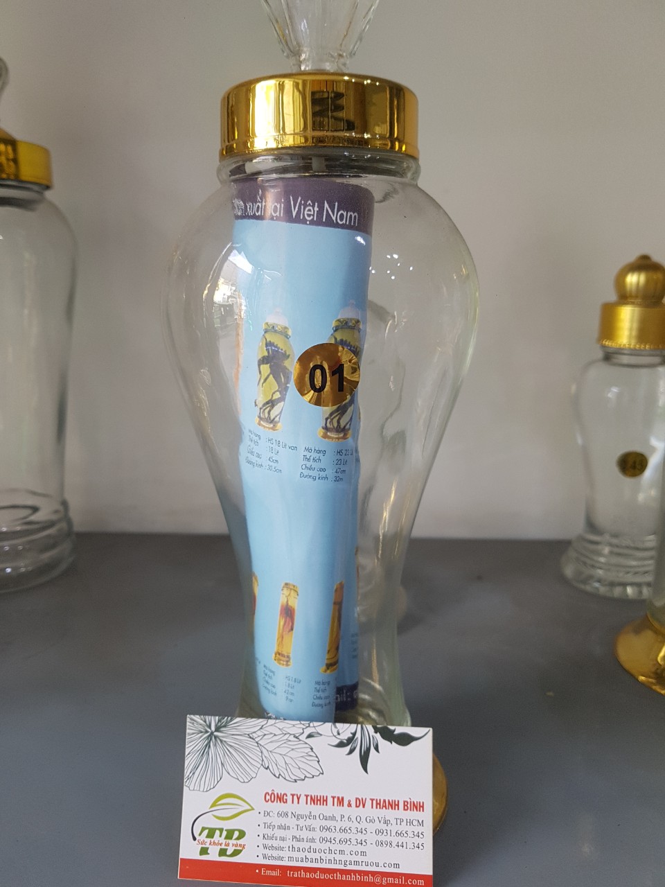 Bình Ngâm sâm Thủy Tinh Cao Cấp 1 Lít - Hũ Ngâm Sâm