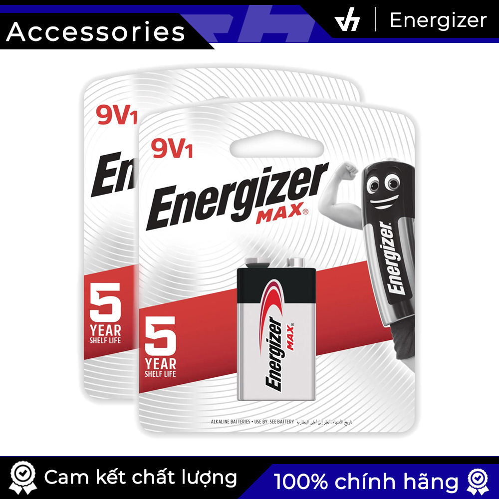2 Pin Energizer 9V Alkaline 522 BP1 - Pin vuông không sạc, chính hãng Energizer