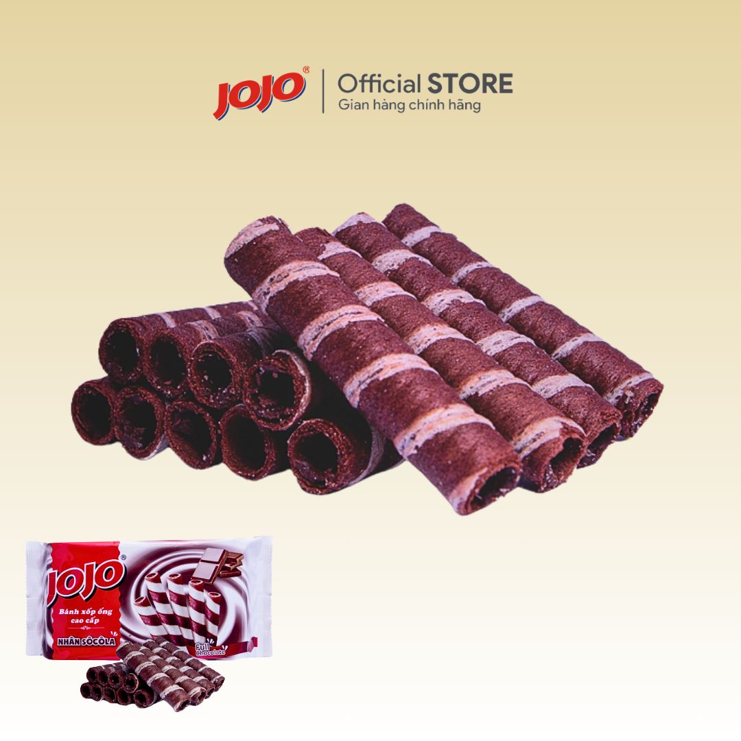 Bánh Xốp Ống JOJO Nhân Kem Sôcôla 115G (Tặng Đậu 30g)