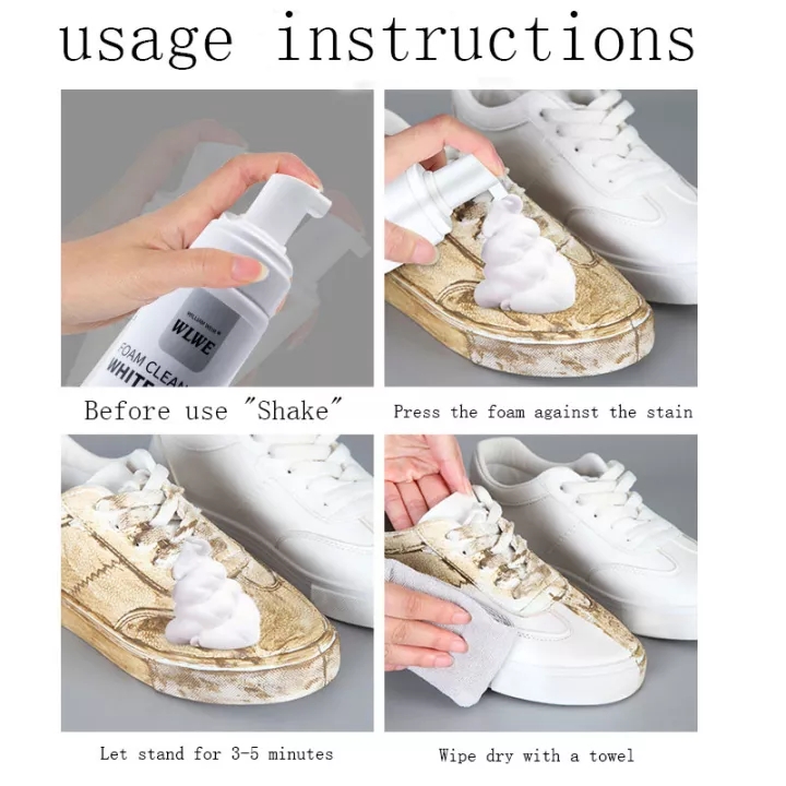 WLWE FOAM CLEANER OF WHITE SHOES Chai Xịt Tạo Bọt Vệ Sinh Giày Cao Cấp tốc tiết kiệm thời gian Tẩy trắng giầy dép Vệ sinh giày túi xách siêu sạch /200ml