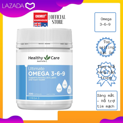 [HCM][Hàng Chuẩn ÚC] Healthy Care Ultimate Omega 3-6-9 - Viên uống tổng hợp Omega 3-6-9 200 viên DATE 2023