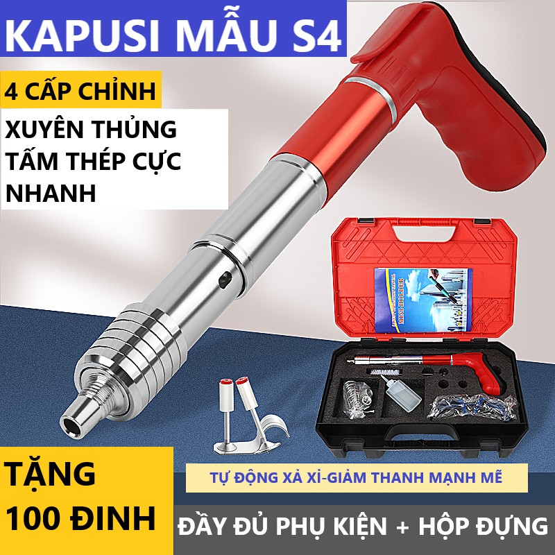 Máy Bắn Đinh Hạt Nổ Mẫu Mới Nhất 2025 Bắn Đinh Bê Tông S4 Tặng Kèm 100 Đinh