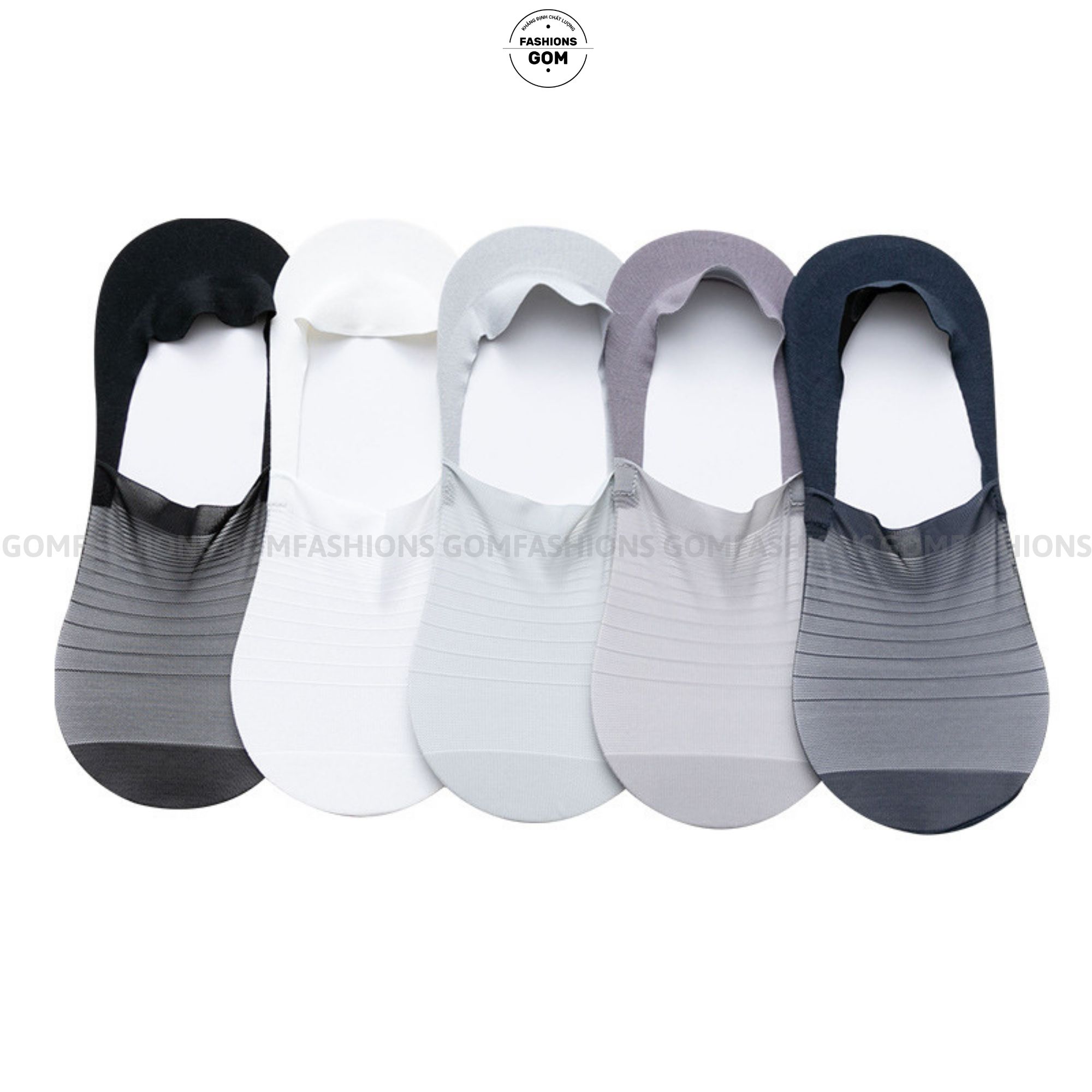 Set 5 đôi tất lười nam có đệm silicon chống tuột gót, vớ đi giày lười nam với mặt lưới thoáng khí - VLN-INVISIBLE-CB5