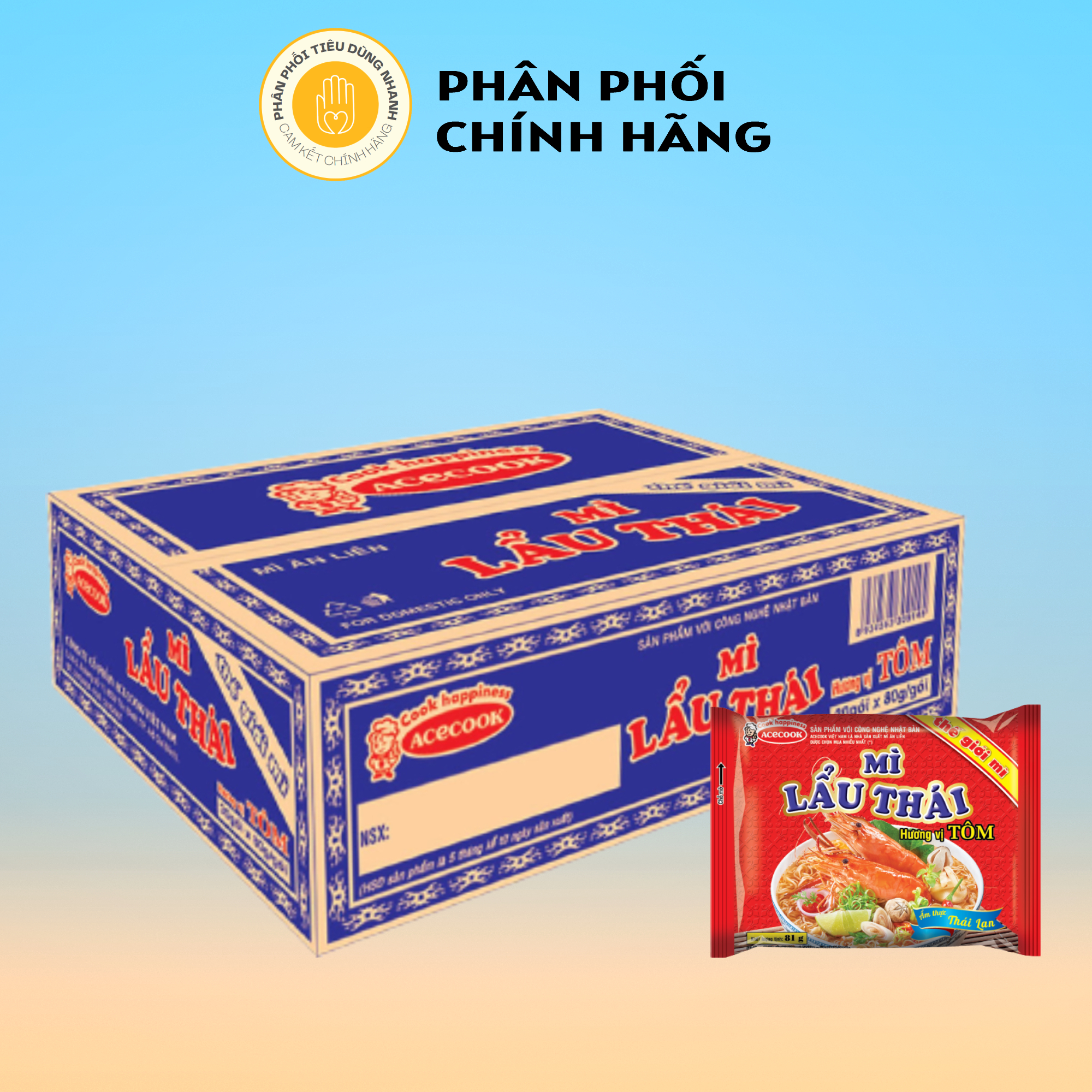 Thùng 30 mì lẩu thái hương vị tôm 81g