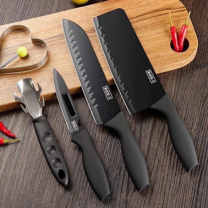 Bộ dao đen 5 món-Bộ dao thái -dao gọt hoa quả