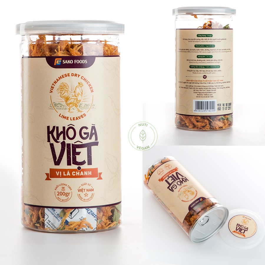 BÁO GIÁ Khô Gà Lá Chanh Lazada | Shopee Lazada Sendo Tiki mới nhất 66 Khô Gà Lá Chanh Sako Foods giòn ngon đậm vị, hộp 200g, khô gà Việt siêu ngon-Nuti Vegan