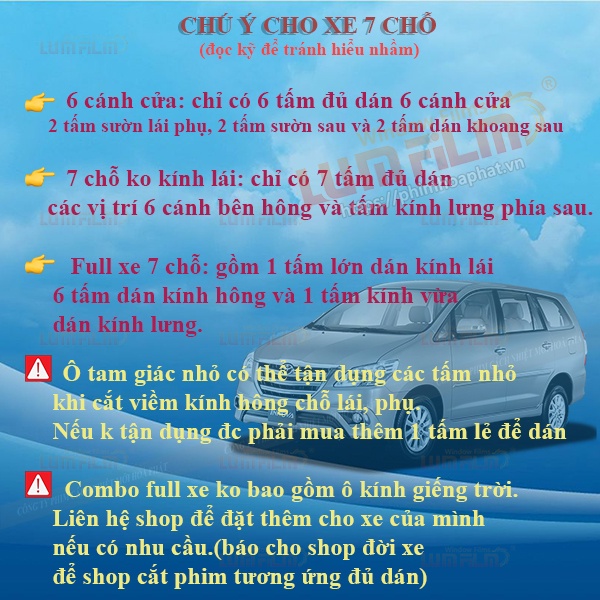 phim cách nhiệt cắt theo xe (COMBO siêu tiết kiệm)