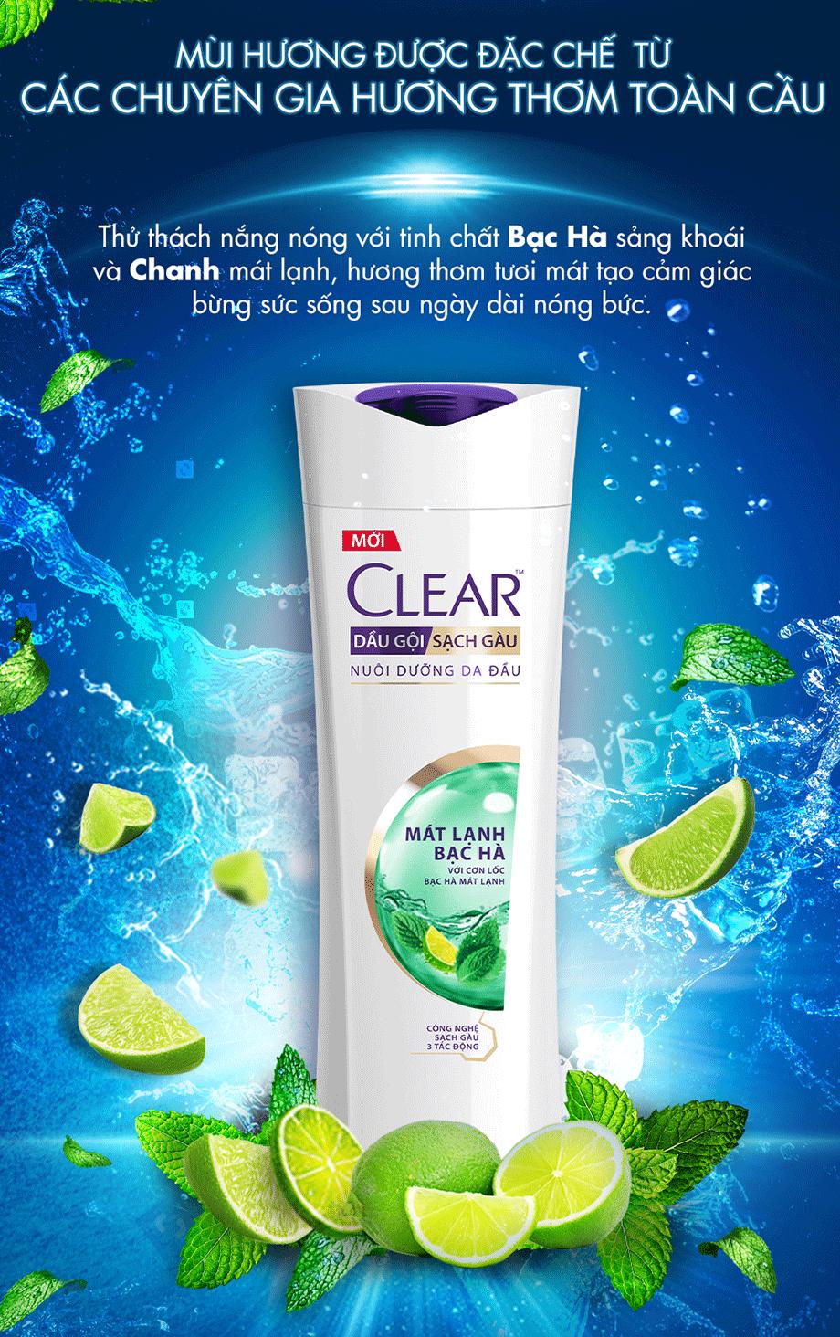 [HCM]CLEAR Dầu Gội Mát Lạnh Bạc Hà 630g