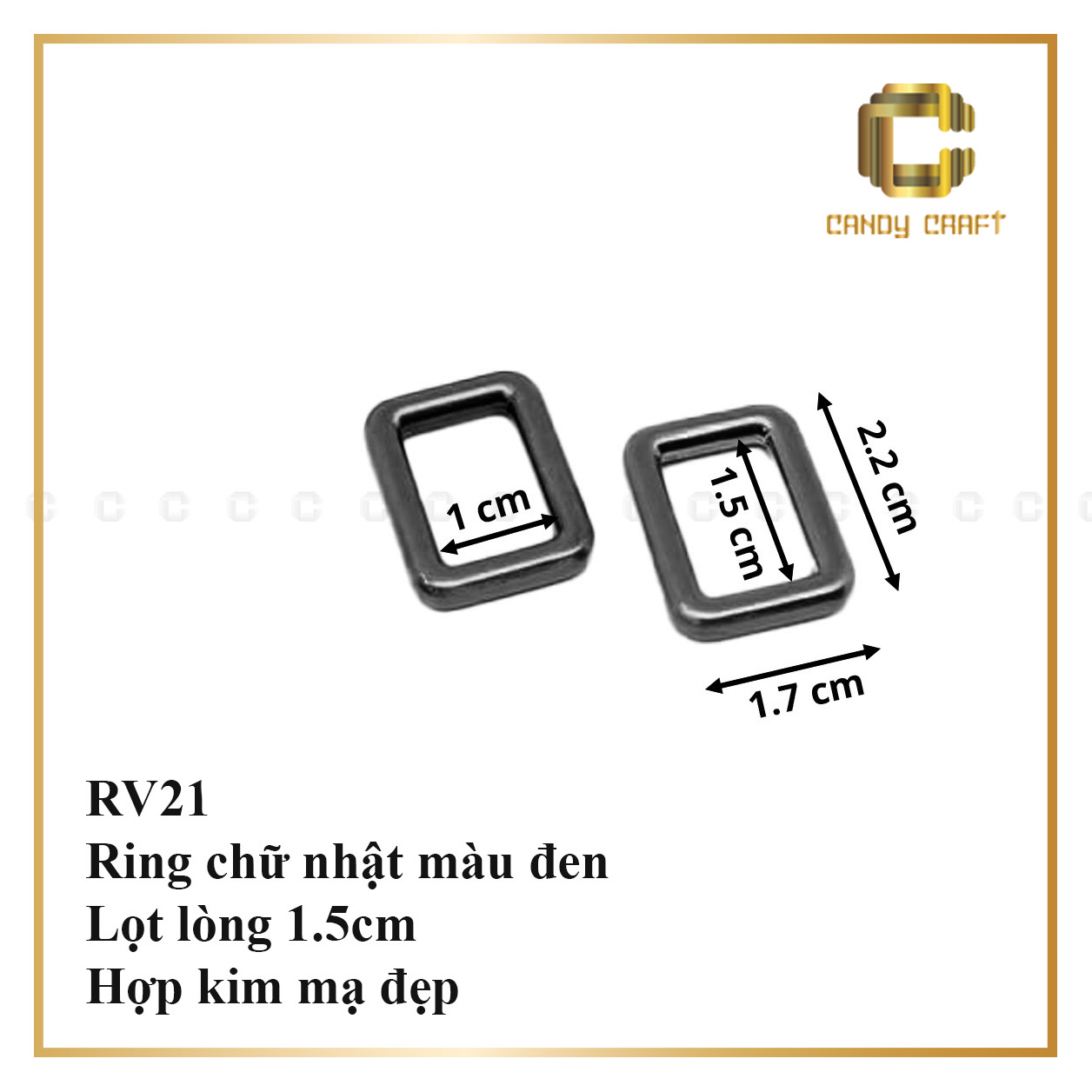 Khoen vuông màu đen - phụ kiện làm túi xách
