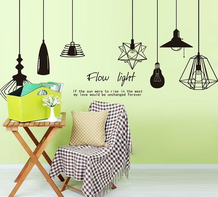 Decal dán tường Dây đèn đen  - P12 - Vivadecal