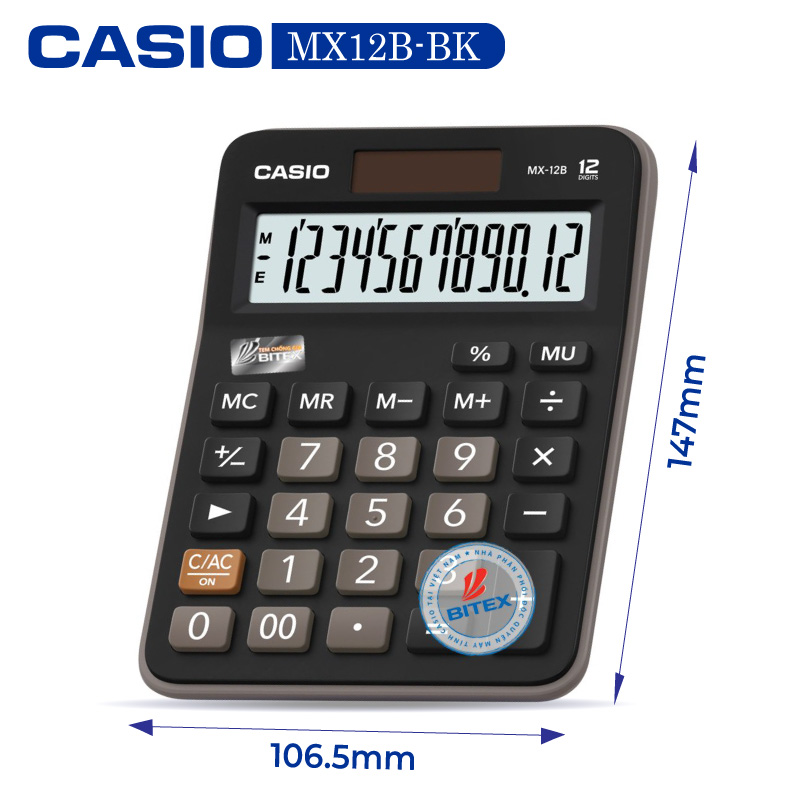 Máy tính Casio MX-12B - Chính hãng Bitex, Bảo hành 7 năm