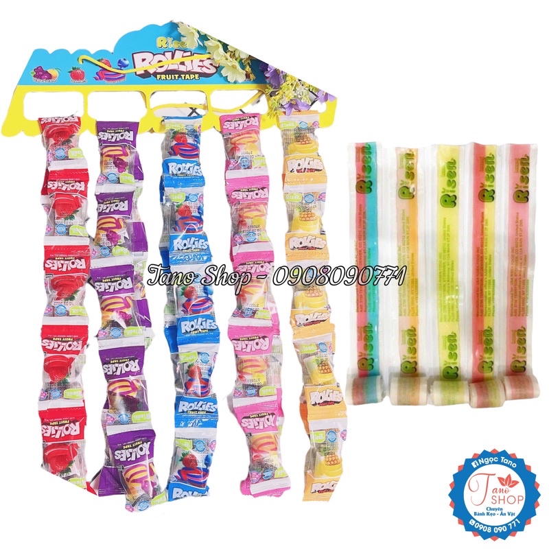 [Lốc 50 cuộn] Kẹo dẻo cuộn Rollies Fruit Taps Risen Mỹ