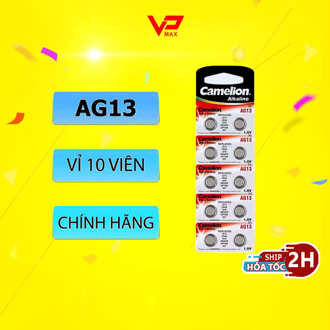 Vỉ 10 viên pin hạt nút 1.5V AG13 LR44 A76 SR44W GP76A 357