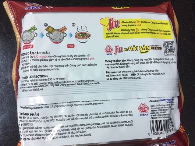 Combo 5 gói - Mì Hải sản Tôm Mực 120g