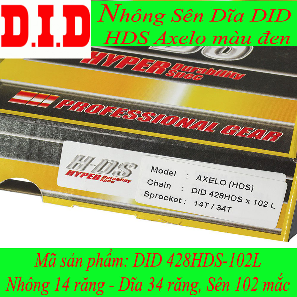 Nhông sên dĩa DID xe Axelo HDS (sên 10 ly)