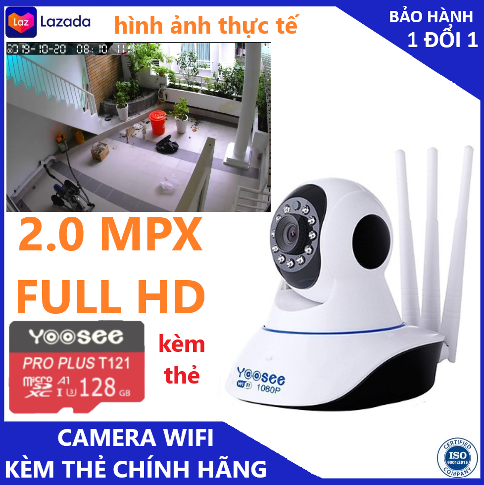 >> BÁO GIÁ CAMERA - CAMERA WIFI - CAMERA YOOSEE 5 RÂU KÈM THẺ NHỚ 128GB HIỂN THỊ 2.0 MPX CẢNH BÁO CHUYỂN ĐỘNG, CÓ TIẾNG V | Shopee Lazada Sendo Tiki mới nhất 34 Camera - Camera wifi - Camera yoosee - Camera 3 râu 2.0 mpx kèm thẻ nhớ 128gb, xoay 360 độ góc rộng hiển thị sắc nét, lưu trữ tối đã 14 ngày, bảo hành 3 năm 1 đổi 1 trong 7 ngày ( Lưu ý có mã kèm thẻ và chưa kèm thẻ )