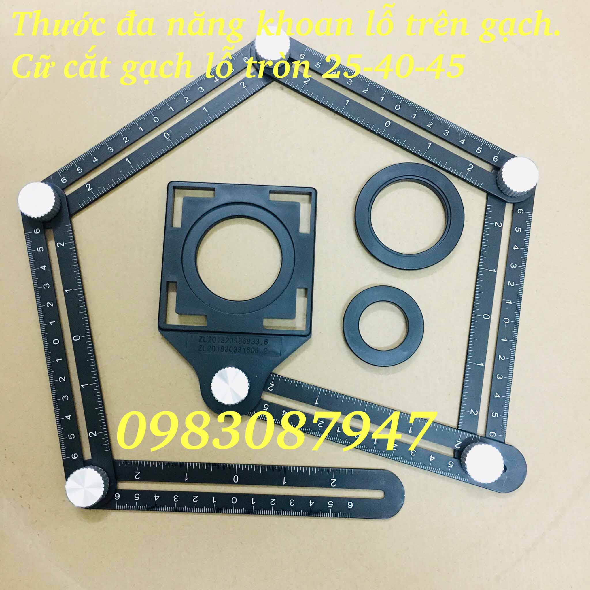 Thước lấy dấu gạch đá khoan lỗ trên gạch đá