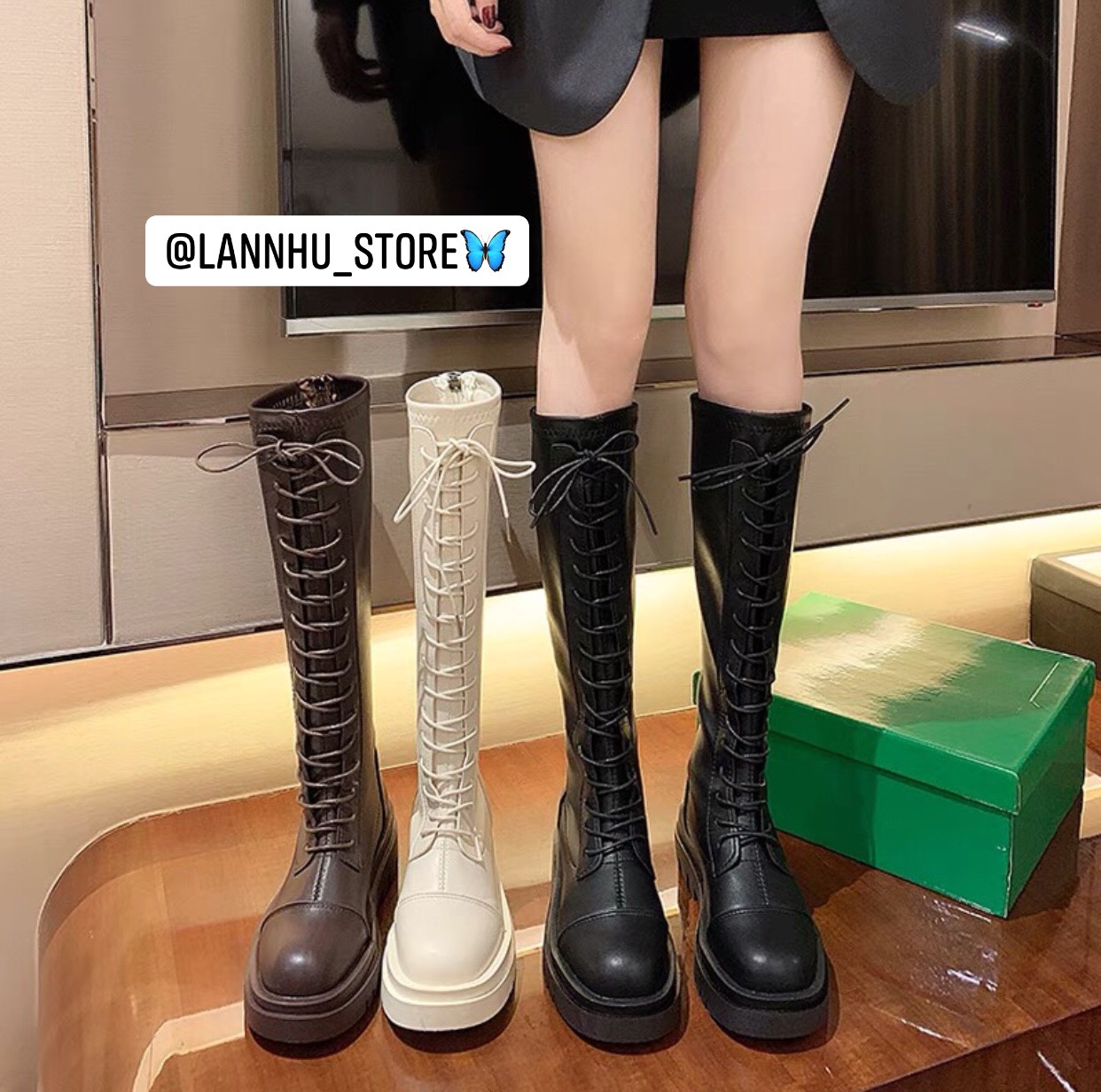 Boot đùi 40cm-đế 5cm da pu cao cấp