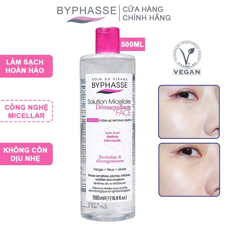 [ HCM ] Nước tẩy trang cho mọi loại da BYPHASSE Solution Micellaire Face (chai 500ml)