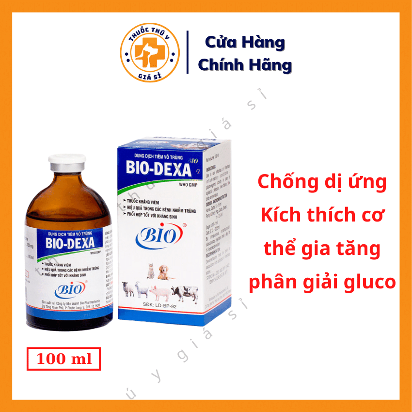 "Hoàn tiền đến 10%" Bio Dexa 100ml - Dùng Cho Kháng Viêm, Chống Dị Ứng, Chống Stress - Thú Y Giá Sỉ