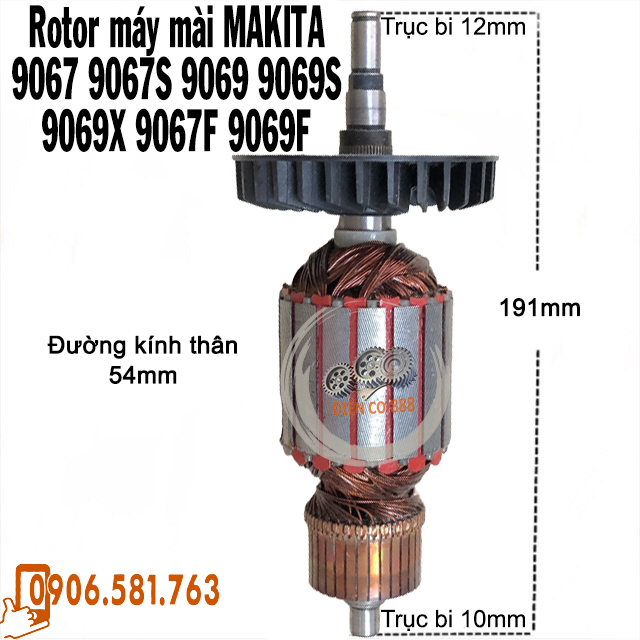 Rotor máy mài makita ga9067, ga9069 - tặng chổi than