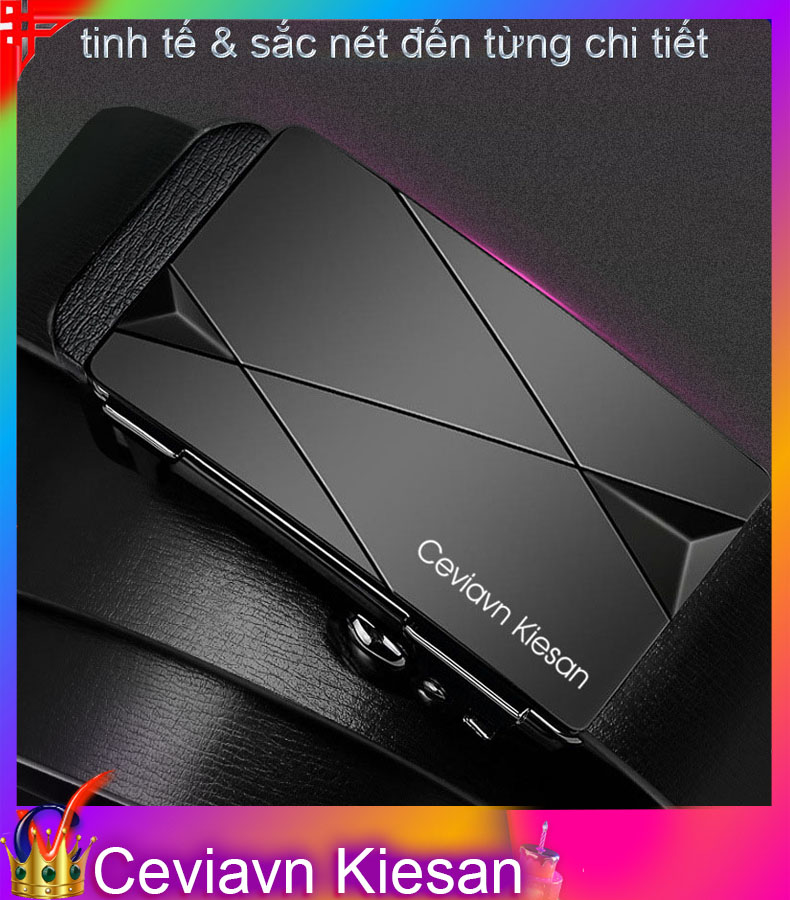 Men's leather belt high-grade cieviavn kiesan, men's belt genuine leather wide 33mm auto lock plated Ti Tan